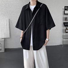 8XL-M泡泡纱盐缩肌理短袖衬衫男夏季冰丝外套防晒衬衣DC28011P36，男装衬衫，电商B312