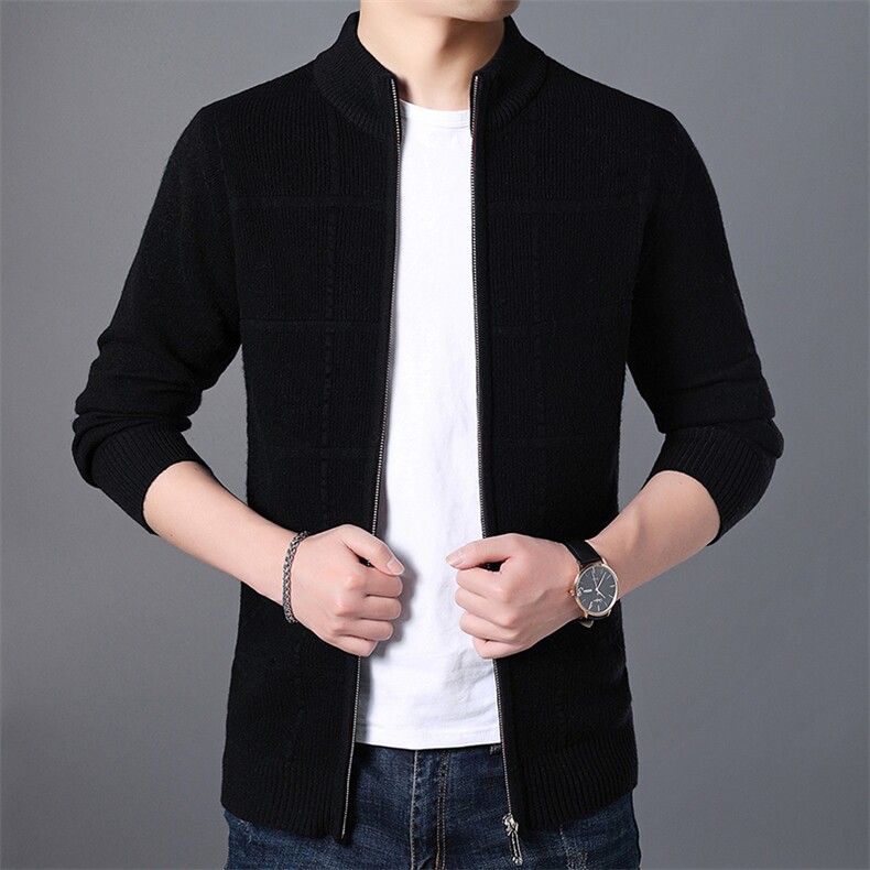 CM19028钱塘2020-2中年男士冬季厚款开衫拉链商务休闲羊毛衫P157,男装针织衫/毛衣,钱塘207-2