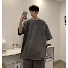 1港风模麂皮绒短袖T恤男DT8766P23短裤男DK8767P32套装TZ8757P55，男装T恤，星座226-2