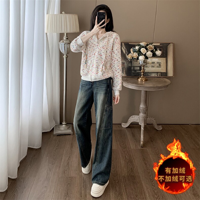 2025秋季新款休闲时尚套装女高级感洋气减龄彩色外套牛仔裤两件套,女装套装/套裙,江南