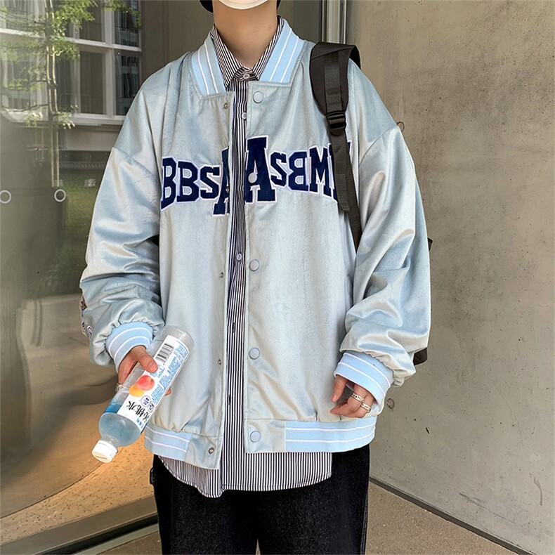 秋冬新品宽松运动风绣花棒球服班服设计感夹克外套男装W1570-P55,男装夹克,星座512-2
