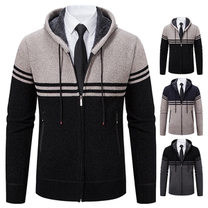 品质好秋冬季新款男士休闲连帽毛衣外套百搭加绒夹克8959-P50元