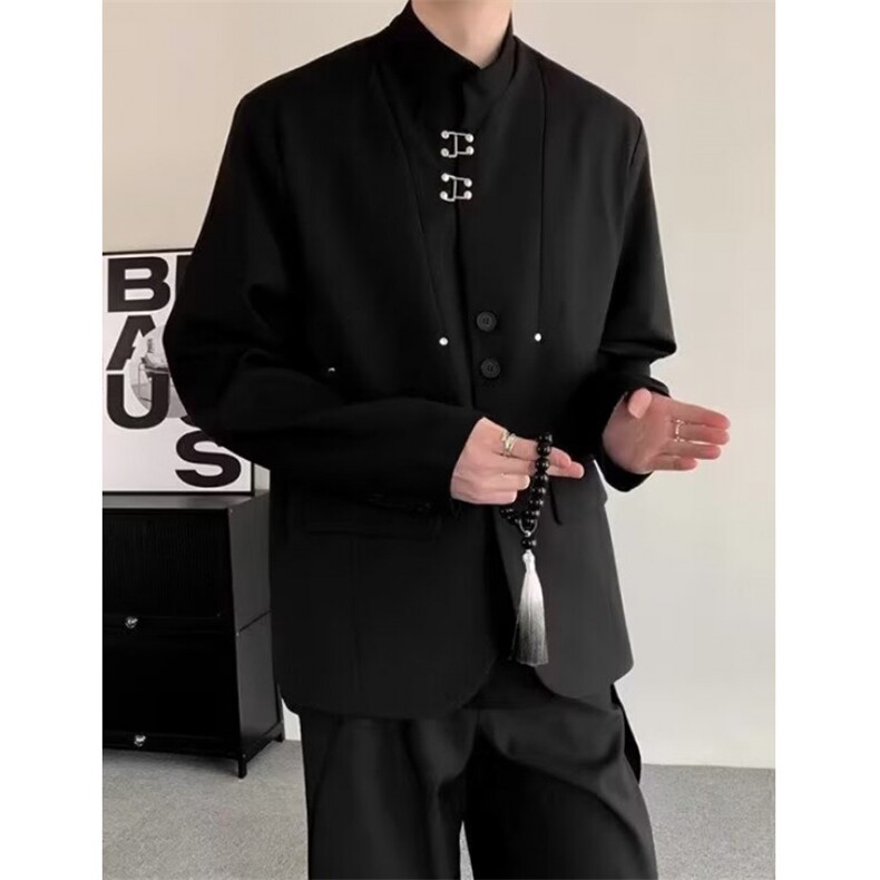 秋季新中式垫肩西装外套男款风立领西服中山装J30,男装西服套装,星座1116A（原606A-3）