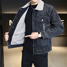 秋冬新款羊羔毛加厚牛仔外套男B321-9529加绒-P165，男装工装外套，电商B321-1