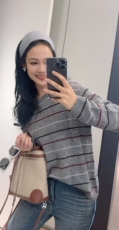 春季新款道圆领长袖均码胸围110衣长60袖长56，女装针织衫/毛衣，初婷羊绒
