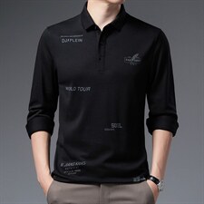 新款2022中年长袖T恤男春秋季休闲秋装男士打底衫翻领POLO衫，男装T恤，电商B212（原钱塘6029）
