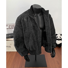 现货大码扎染皮扎染荔枝皮兔毛棉衣pu皮衣外套cleanfit棒球服棉衣，男装皮衣，星座601-1