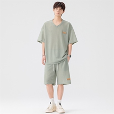 特批P60无差价夏季大码透气网眼冰丝V领短袖短裤速干套装男TZ5589，男装休闲套装，电商A001