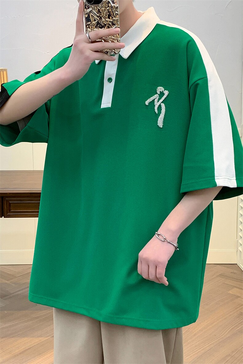 夏装青少年拼接撞色Polo衫牙刷绣运动短袖T恤男女626-P35控价58,男装Polo衫,电商A441-1