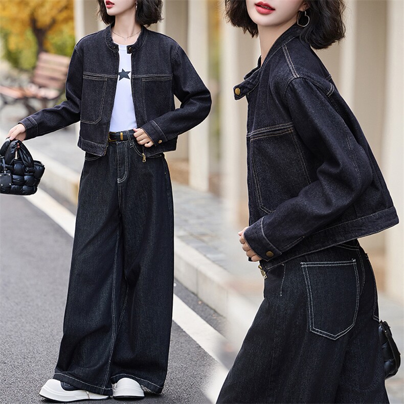 加绒牛仔短外套女秋冬季2024新款小个子加厚宽松夹克时尚上衣，女装牛仔外套，江南女神