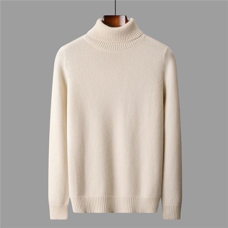 2025秋冬百搭时尚简约高翻领针织羊绒衫，男装羊绒套衫，盛欣羊绒