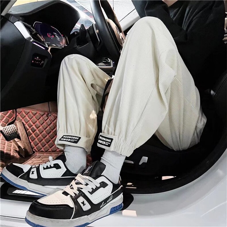 美式复古灯芯绒束腿裤子男vibe高街坠感网红学生运动裤BK372-P35，女装休闲裤，星座1008-2