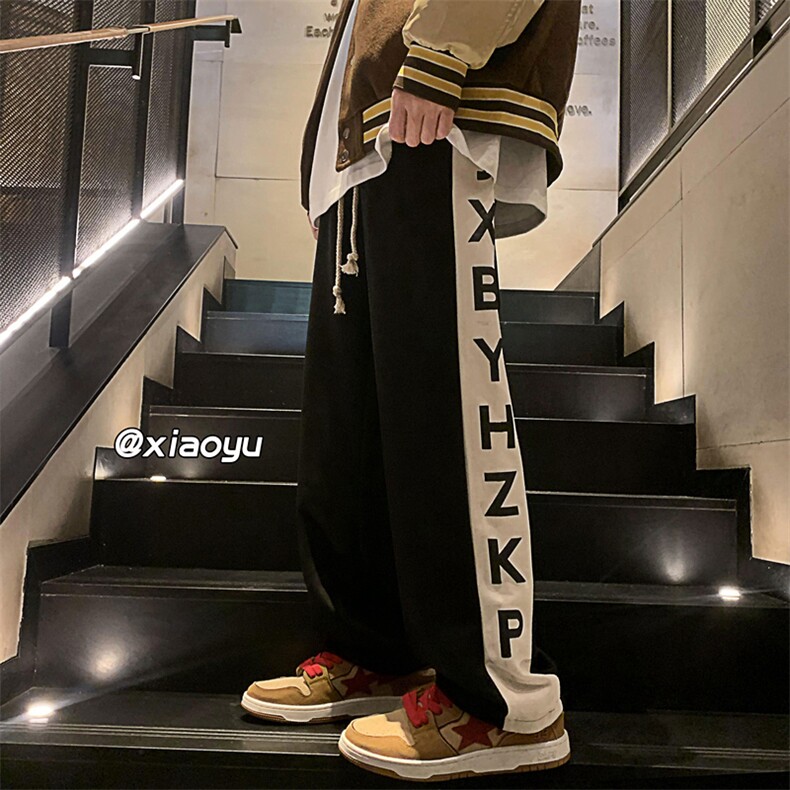 XZ616秋冬季新款麂皮绒发泡字母休闲拖地裤TY420P55控68,男装休闲裤,星座512A（原616）