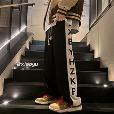 XZ616秋冬季新款麂皮绒发泡字母休闲拖地裤TY420P55控68，男装休闲裤，星座512A（原616）