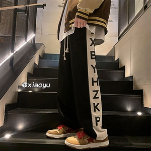 XZ616 秋冬季新款麂皮绒发泡字母休闲拖地裤 TY420 P55控68图片