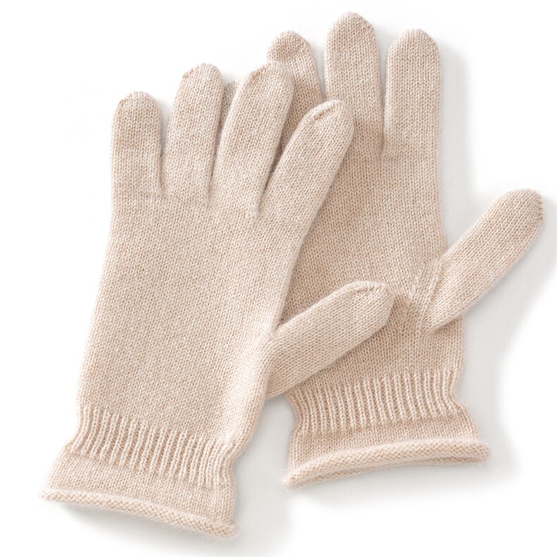 2025年新款百搭女士坑条纯色双股加厚保暖分指手套，手套，思琳羊绒