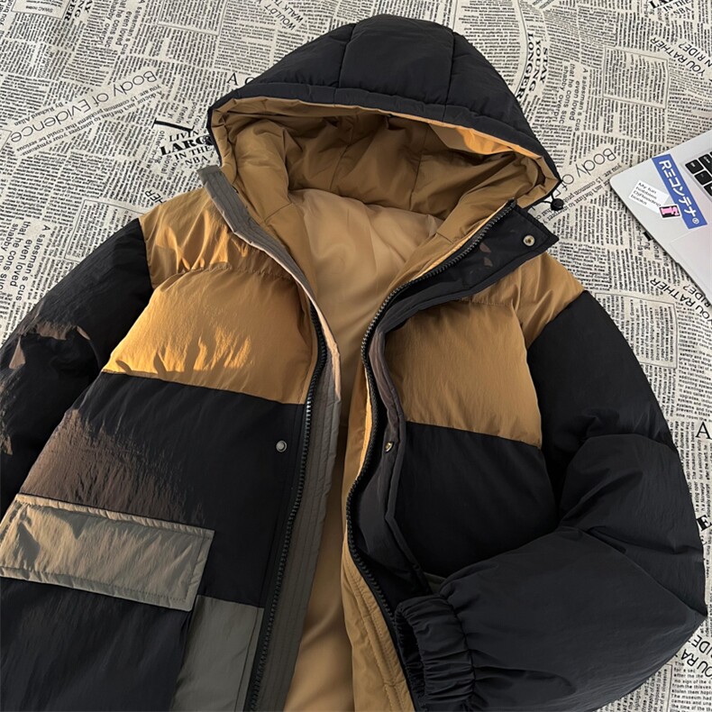 港风平铺新品冬季宽松情侣装撞色棉衣棉服冬装加厚外套D008-P100,男装棉衣,星座717