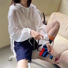 夏季新款洋气韩版时尚条纹连帽防晒衣，其它，L·H·X