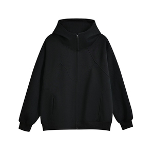 重磅全棉无帽绳450克拉链连帽卫衣硬挺短宽套头外套男 RH5325-P58图片
