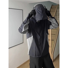 美式复古深灰色活片裁剪upf50防晒衣男款夏季cleanfit连帽防晒服，男装夹克，星座506A