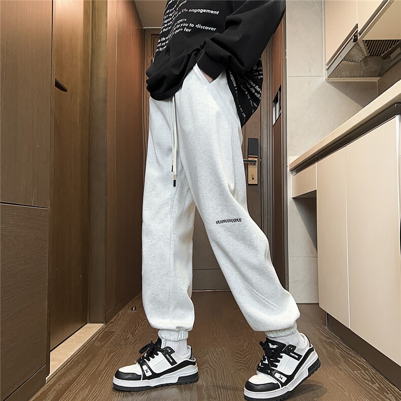 2025秋冬装华棉刺绣休闲裤宽松卫裤潮男K8766/特P35花灰2,男装休闲裤,电商A094