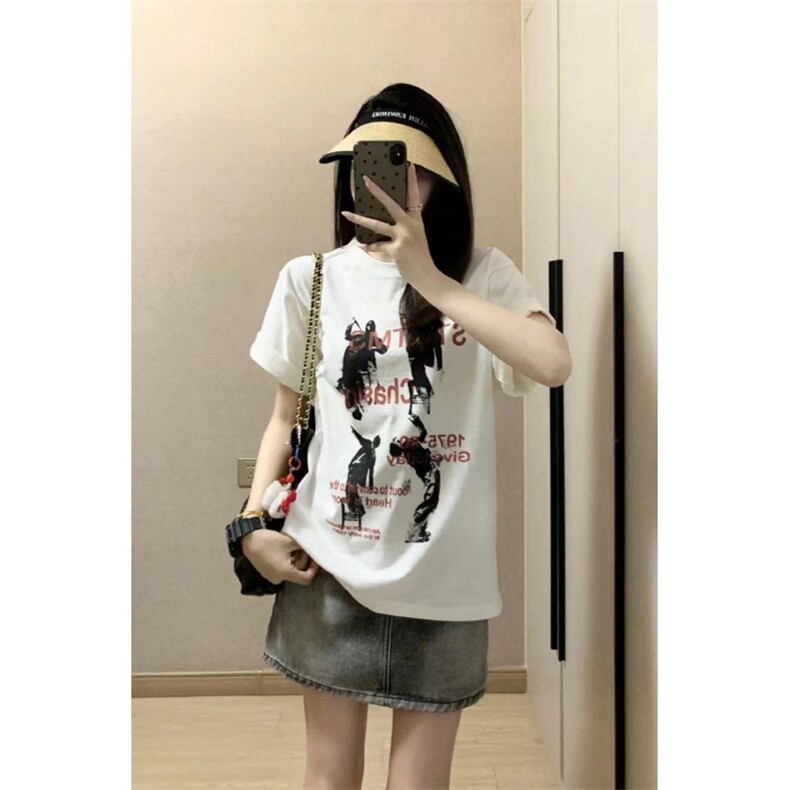 T0724-P25美式复古仰望人生全棉印花短袖情侣款男女宽松上衣潮,男装T恤,星座617A-2