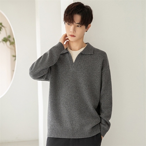 羊毛衣男休闲宽松羊绒打底针织衫假两件男装上衣HRW05-P190控338图片