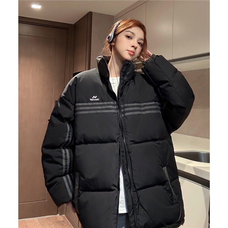 冬装中性美式条纹织带棉服刺绣logo棉衣休闲外套男女G1100P118,男装棉衣,电商A339