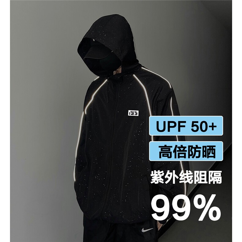 夏季满天星冰丝轻薄UPF50+反光条长袖防晒衣男F38/P65控98-100涤图片
