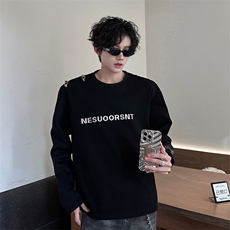 现货高品质现货春款飞机扣不对称双肩设计打底T恤潮流高街卫衣P55，男装T恤，电商B319