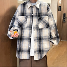 控价69港风格子衬衫宽松外套男女衬衣百搭格子外套CS2436P40，男装衬衫，电商A128