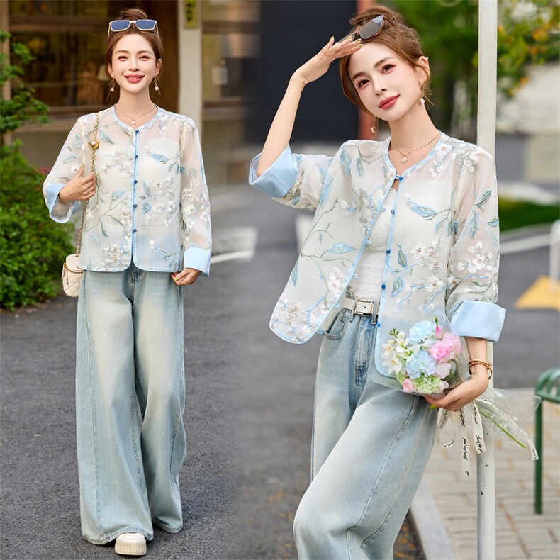 新中式外套女夏季2025新款高级感洋气时尚国风气质刺绣防晒服上衣，女装防晒衣，布芭啦