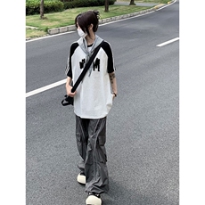 2025美式220克三条杠撞色短袖T恤网图C403A-ZST2602特P25，男装T恤，电商C403A