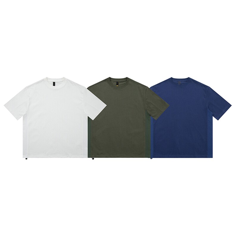 PL1135310克重磅拼布后领英文印花T恤，男装T恤，电商基地S002