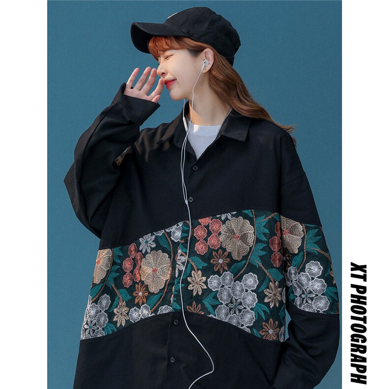 1中性风衬衫女情侣大码M-5XL刺绣潮长袖衬衫男CS9743P50控78，男装衬衫，星座226-2