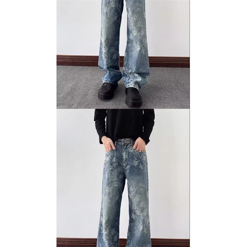 1506-1/K1461/P43个性字母牛仔裤嘻哈ins潮高街潮流痞帅长裤男,男装牛仔裤,星座1506-1