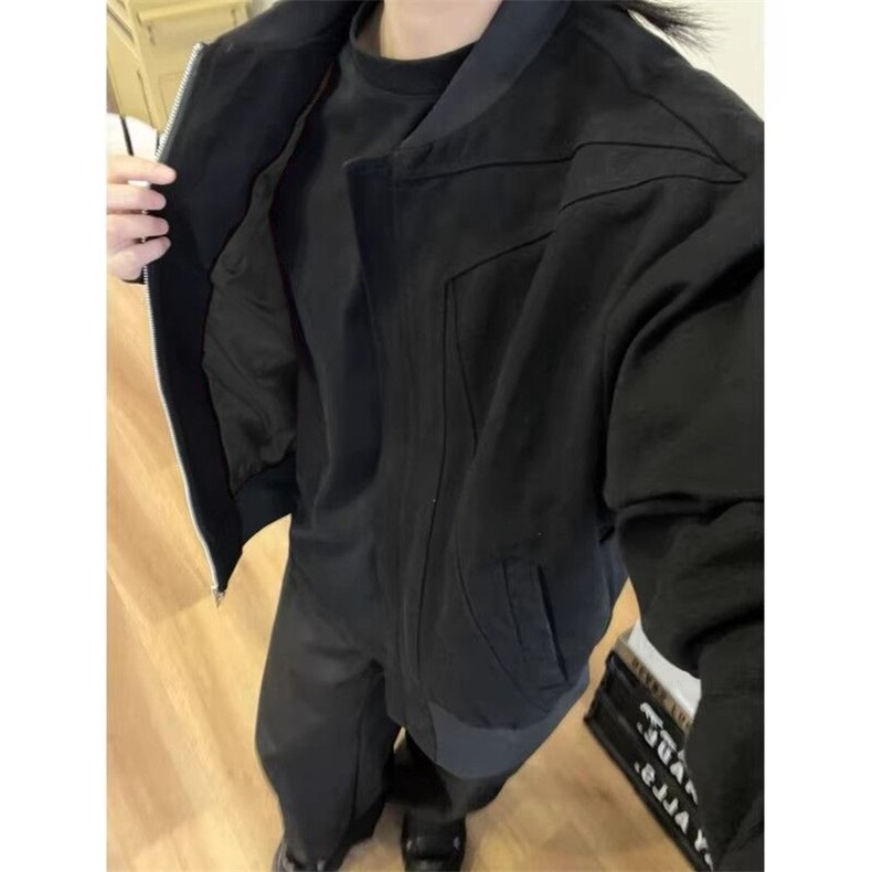 网图黑色夹克秋季重磅cleanfit设计感潮流解构剪裁310A-2517-P39,男装夹克,四季星座310A
