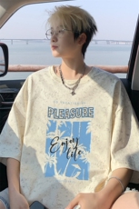 ！2026夏季新款男士潮牌印花短袖T恤复古情侣半袖T2522特P25，男装T恤，电商B220