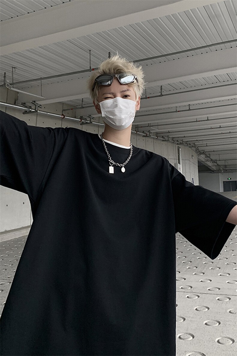 设计感小众港味黑色短袖T恤潮流复古修身显瘦上衣男TX601-特P22,男装T恤,电商A178