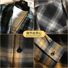 夏季新男衬衫开衫格子衫渐变色帅气男士休闲宽松男外套CS90-P40，男装衬衫，电商A128