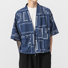 大码日系无影墙仙鹤夏装宽松披肩棉麻风衣开衫风风衣F03/P45，男装风衣，钱塘713