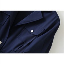 藏青工装连体裤女2021年夏季新款小个子绑带高腰显瘦阔腿连衣短裤，女装连体裤，艾乐芳