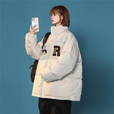 中性风时尚字母印花宽松保暖立领棉服外套A268-MY2049特批65控98，男装棉衣，电商A268