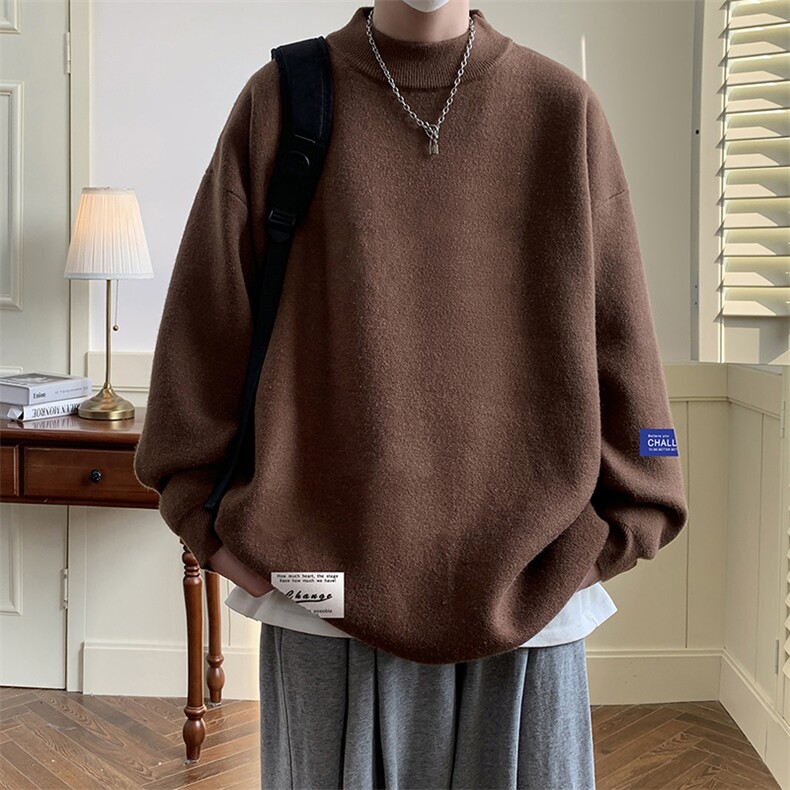 控68半高领毛衣男士大码针织衫男毛线衣男M18062-P45加绒款-P65,男装针织衫/毛衣,电商A040