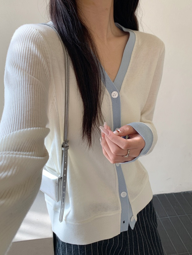 2025夏季撞色开衫女外套修身外搭图片
