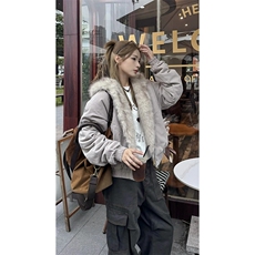 现货高品质美式高街冬季重磅硬挺短款座山雕毛领棉衣男女加厚外套，男装棉衣，电商A486-1