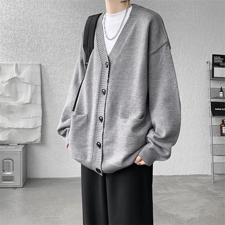 8XL-M大码V领开衫毛衣外套男日系复古宽松慵懒风针织衫KS002p55,男装针织衫/毛衣,电商B312