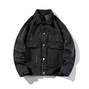jk1913-p90-限价128 网格牛仔夹克肥仔秋款量足印花大码图片