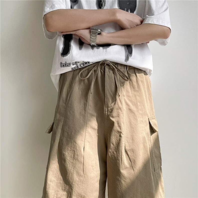 美式复古工装短裤潮牌日系五分裤男女裤子设计感高街休闲中裤,男装牛仔裤,星座601-2