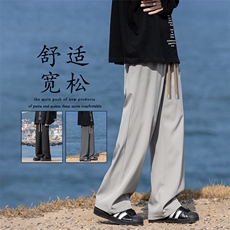 时尚直筒裤子男士秋季休闲卫裤宽松阔腿运动长裤男生1229-特批-27，男装休闲裤，星座718-1